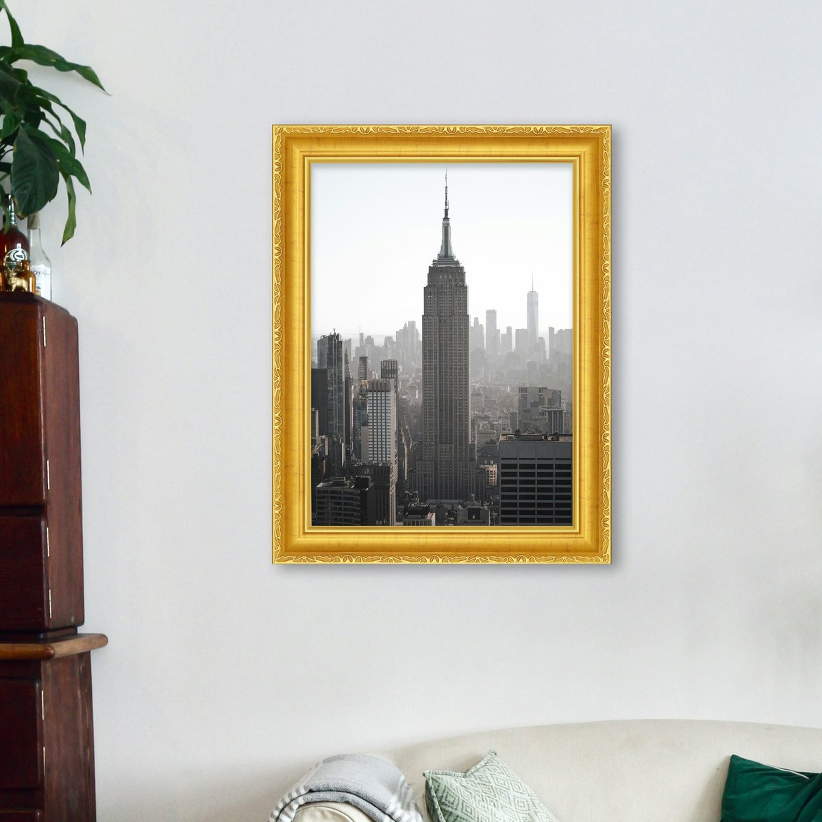 Bright Gold Carved Frame FW 462 - View 1