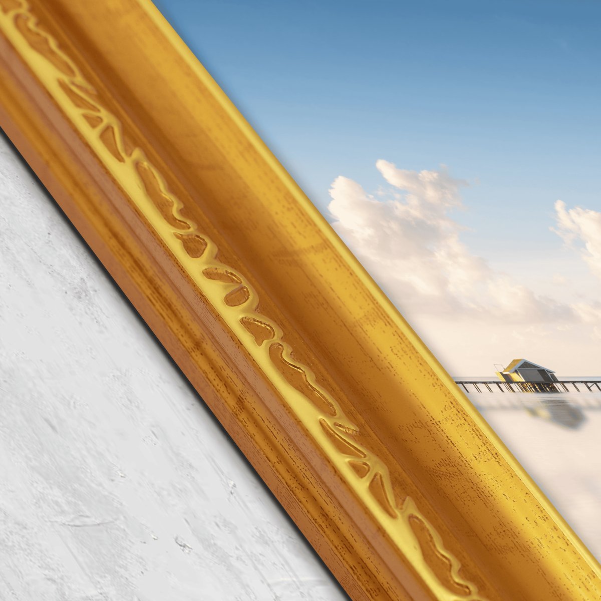 Bright Gold Carved Frame FW 462 - View 3